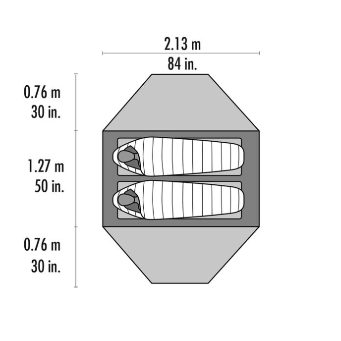MSR Elixir 2帳篷尺寸示意圖